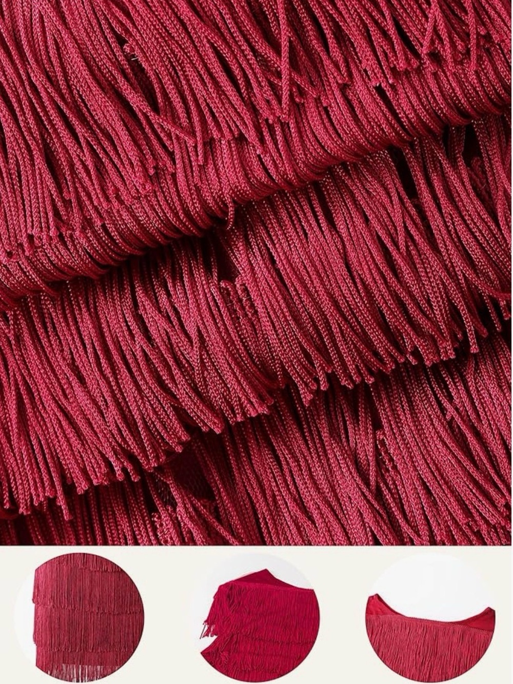 ✨ BABEYOND Ruby Red Gatsby Flapper Dress | Size Large | Fringe Glam ✨ - Picture 9 of 9